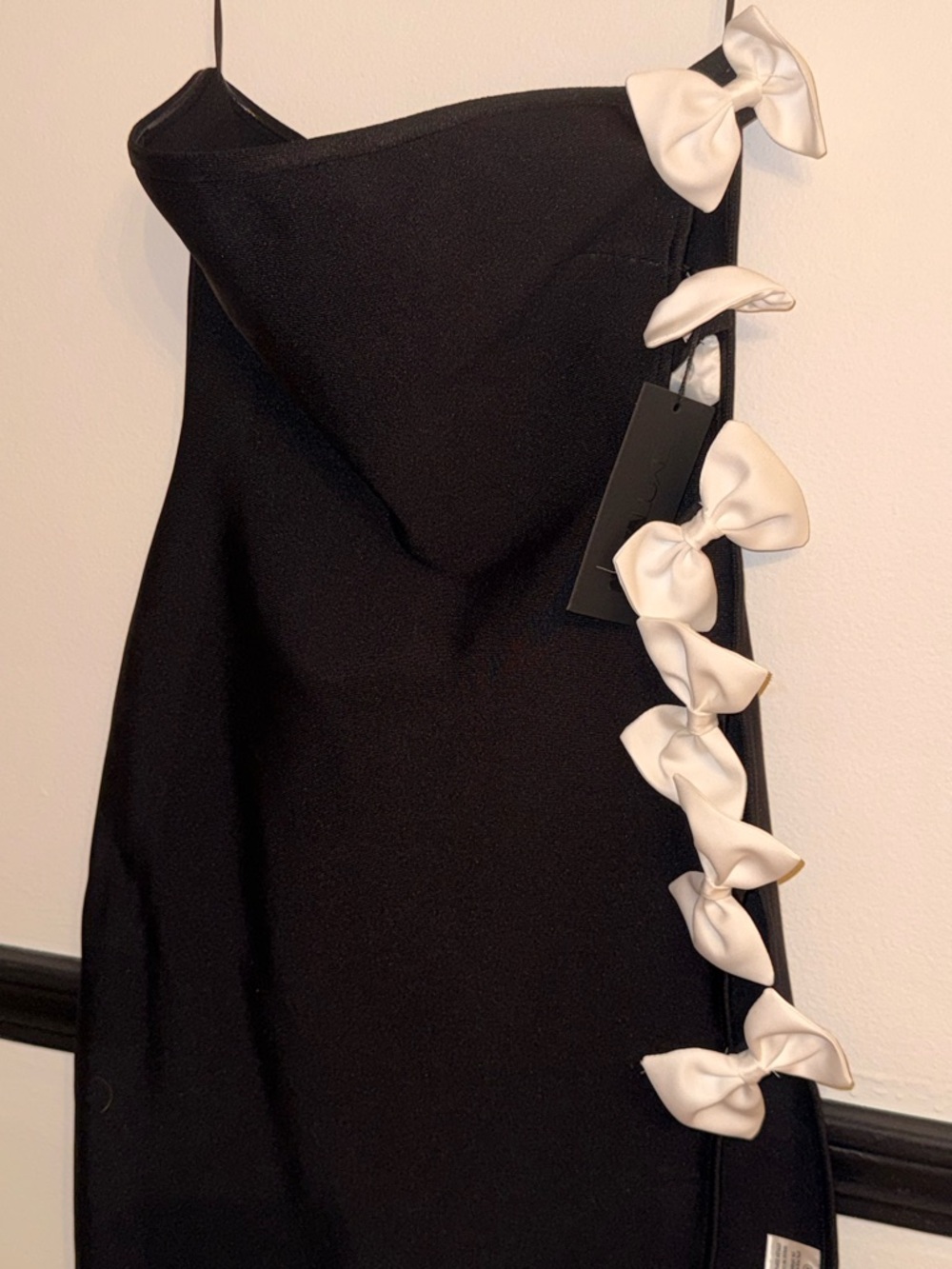 Fashion Nova Black Dress with White Bow Accents Prom Event Wedding M